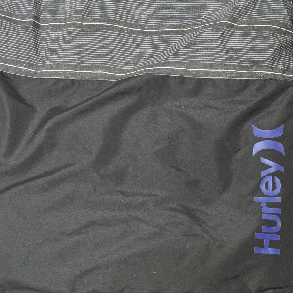 Hurley Boys Insulated Hooded Jacket‎ Gray Stripe Black Blue Size L
